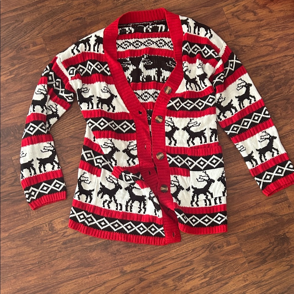 Chic Reindeer Pattern Cardigan
